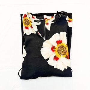 Lafayette 148 Flower Printed Shift Dress Navy Size XL